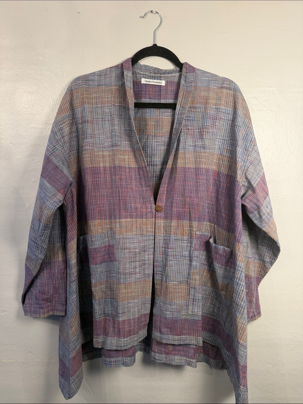Yasuko Kurisaka Cotton Woven Long Sleeve One Button Front shirt/jacket O/S